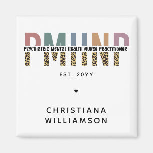 PMHNP Leopard Print Psychiatric Mental Health NP Magnet