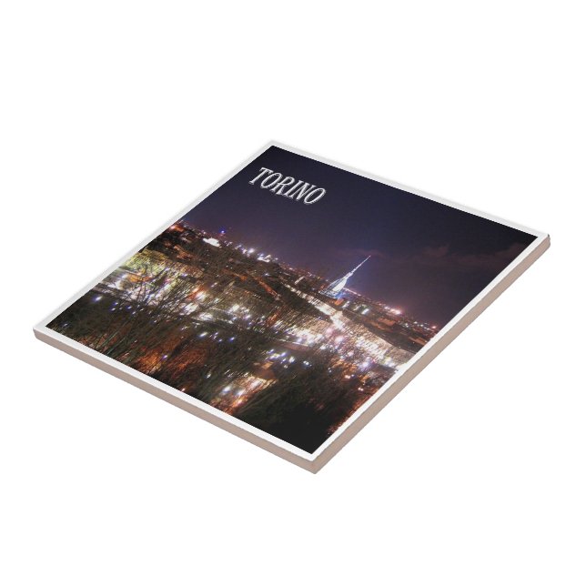 PMT005 TURIN at Night, Piedmont, Italy, Tile (Side)