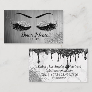 PMU Lashes Artist Sparkling Silver Gold Business Card