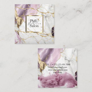 PMU Salon Colorful Typography Modern permanent Square Business Card