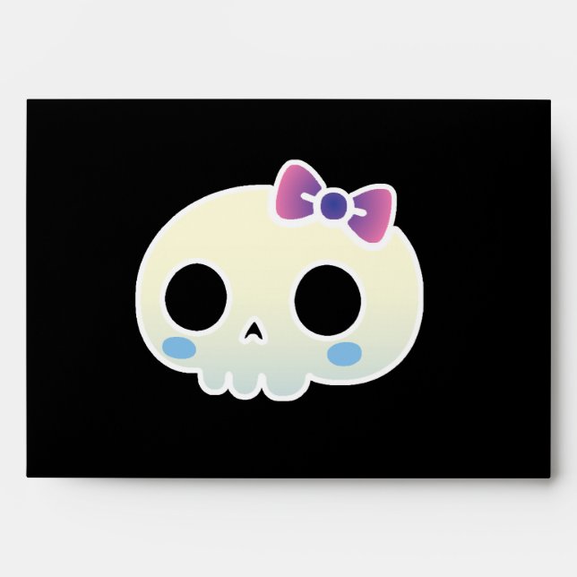 PN 86 Kawaii Skull Envelope with Bow (Front)