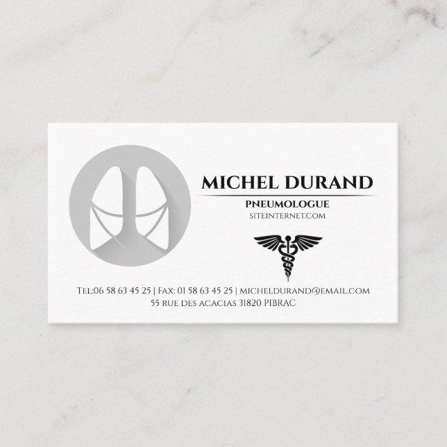 Pneumologist Medical Business Cards (Front)