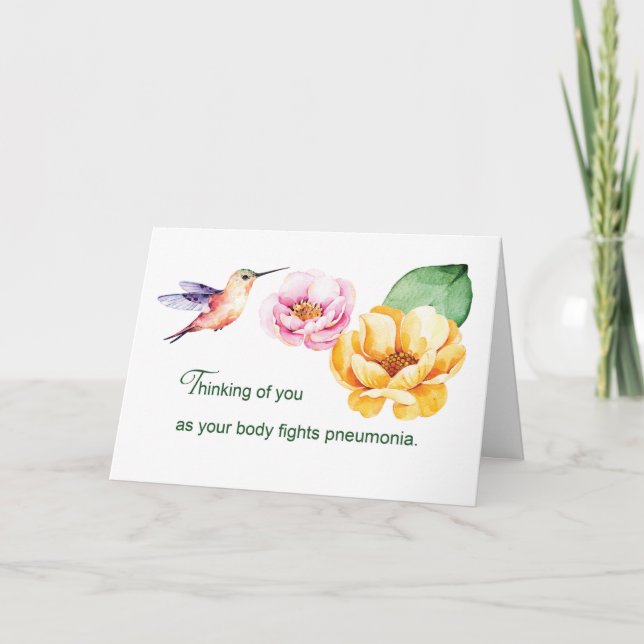 Pneumonia Thinking of You Flowers  Card (Front)