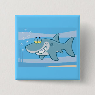 png_cartoon-shark-underwater Funny blue fish Butto 2 Inch Square Button
