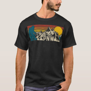 PNW Pacific Northwest Bigfoot Vintage Nature Outdo T-Shirt