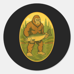 Pnw Steelhead Sasquatch Fishing Big Foot Salmon Fi Classic Round Sticker