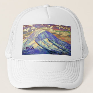PNW White Trucker Hat- Mount Rainier Trucker Hat