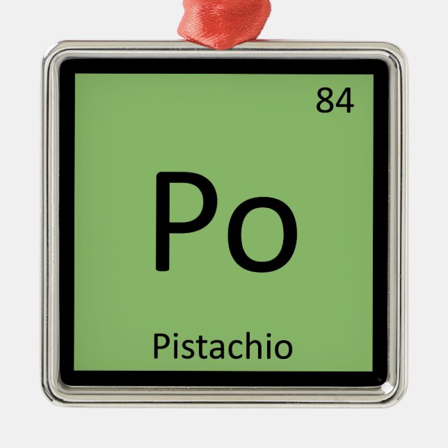 Po - Pistachio Nut Chemistry Periodic Table Symbol Metal Ornament (Front)
