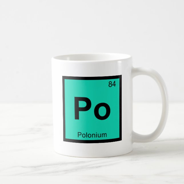 Po - Polonium Chemistry Periodic Table Symbol Coffee Mug (Right)