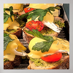 Poached Eggs with Avocado on Toast Poster