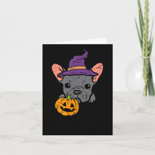 Poc French Bulldgo Witch Pumpkin Halloween Card