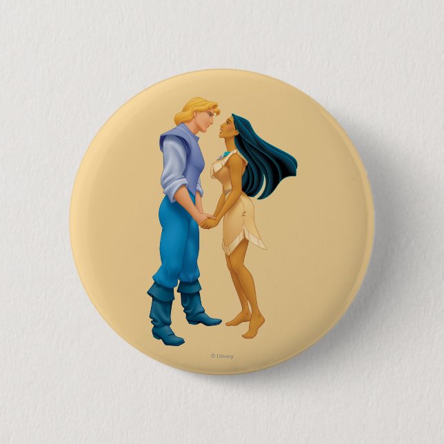 Pocahontas and John Smith Holding Hands 2 Inch Round Button (Front)