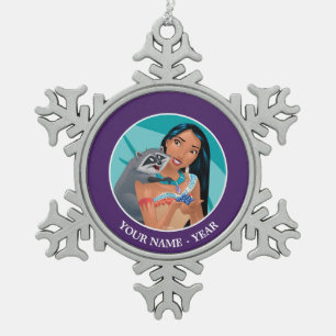 Pocahontas and Meeko Add Your Name Snowflake Pewter Christmas Ornament