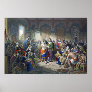 Pocahontas Marriage To John Rolfe Henry Brueckner Poster