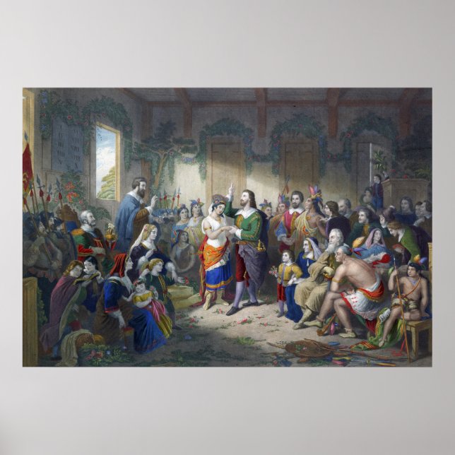 Pocahontas Marriage To John Rolfe Henry Brueckner Poster (Front)