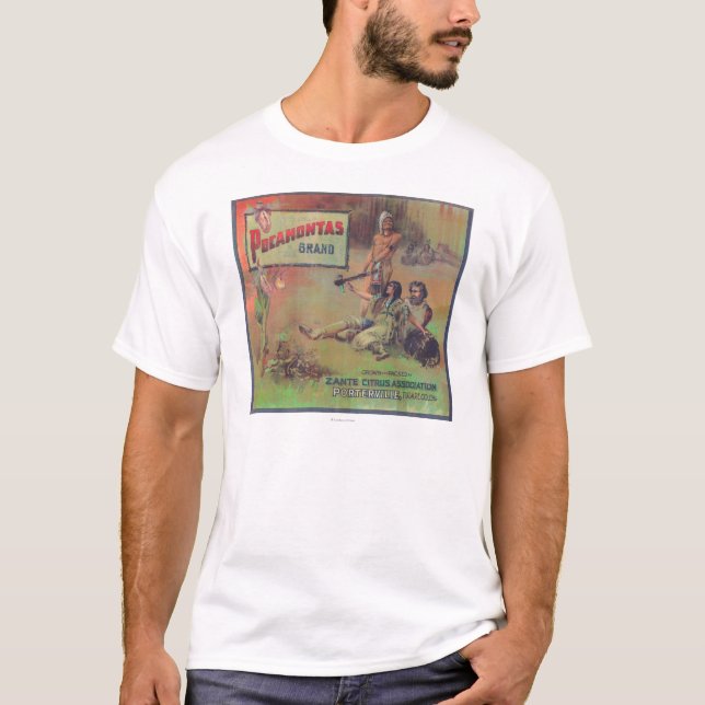 Pocahontas Orange LabelPorterville, CA T-Shirt (Front)
