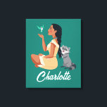 Pocahontas & Pals Forest Friendship Canvas Print<br><div class="desc">Bring a bit of woodland wonder to your day with this heartwarming Pocahontas design! Seated gracefully with her feathered friend Flit and mischievous raccoon Meeko playing with her braid, this scene celebrates friendship, fun, and the magic of nature. Whether on a notebook, T-shirt, or mug, this design adds a dash...</div>