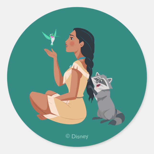 Pocahontas & Pals Forest Friendship Classic Round Sticker (Front)