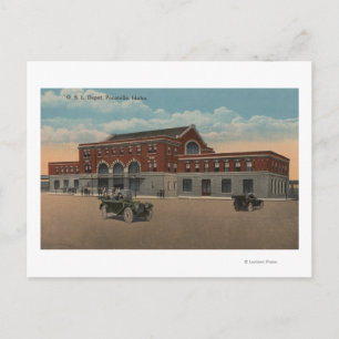 Pocatello, ID - Exterior View of O.S.L. Train Postcard