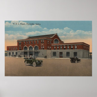 Pocatello, ID - Exterior View of O.S.L. Train Poster