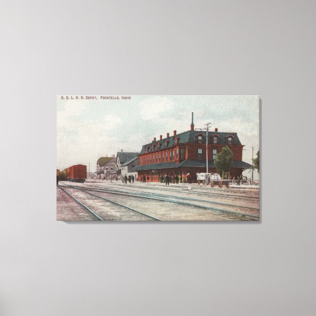 Pocatello, ID - Trains & People Around Train Canvas Print (Front)