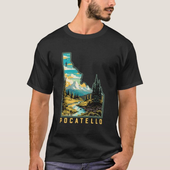Pocatello Idaho State Outdoor Nature Graphic T-Shirt (Front)