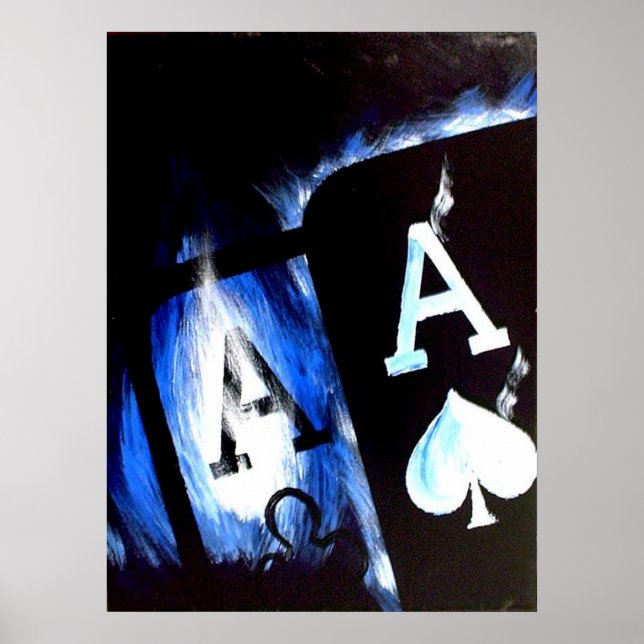 Poche de flamme bleue Aces Poker poster par Teo Al (Devant)