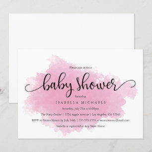 Poche rose   Invitation baby shower