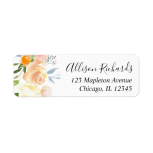 Pocher corail bleu floral aquarelle adresse de ret