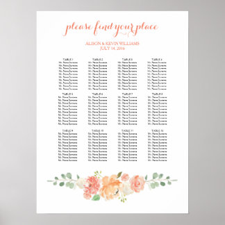 Pocher fleurs mariage tableau des places