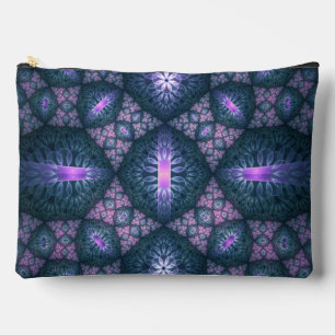 Pochette À Accessoires 3D Fractal Art Abstrait Motif bleu violet rose