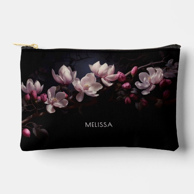 Pochette À Accessoires 3D Magnolia Black Background (Recto)