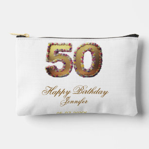 Pochette À Accessoires 50e anniversaire ajouter nom date année or floral