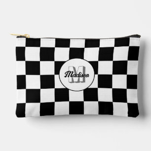 Pochette À Accessoires à damiers Monogramme géométrique noir et blanc