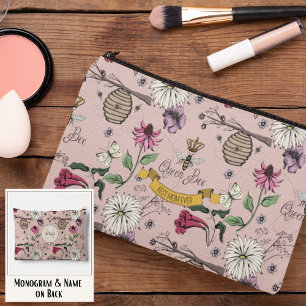 Pochette À Accessoires Abeille rose pâle et couronne or Meilleure maman j