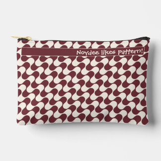 Pochette À Accessoires Abstract Waves Red and White with Text