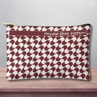 Pochette À Accessoires Abstract Waves Red and White with Text