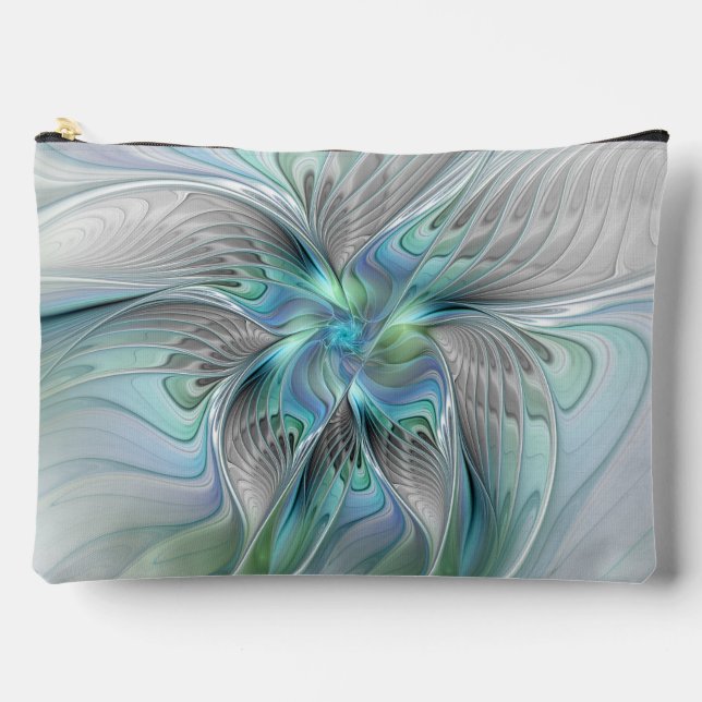 Pochette À Accessoires Abstrait Bleu Vert Papillon Imaginaire Fractal Art (Recto)