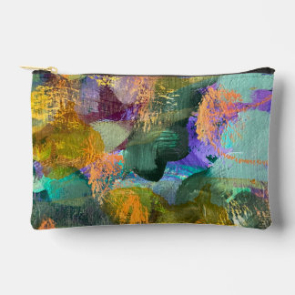 Pochette À Accessoires Abstrait floral vert et violet