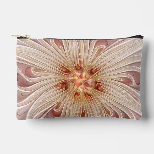 Pochette À Accessoires Abstrait Moderne Peach Pastel Flower Fractal Art (Recto)