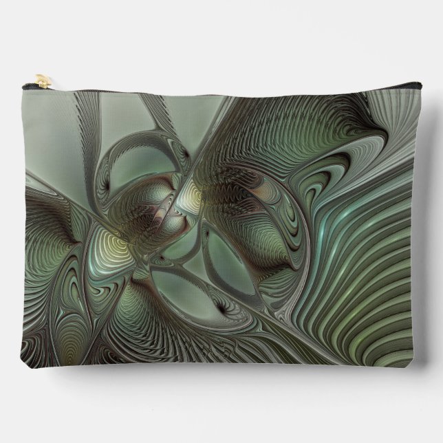 Pochette À Accessoires Abstrait Olive Sage Green Grey Fractal Art Imagina (Recto)