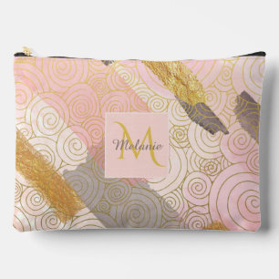 Pochette À Accessoires Abstrait personnalisé avec bandes dorées et tourbi