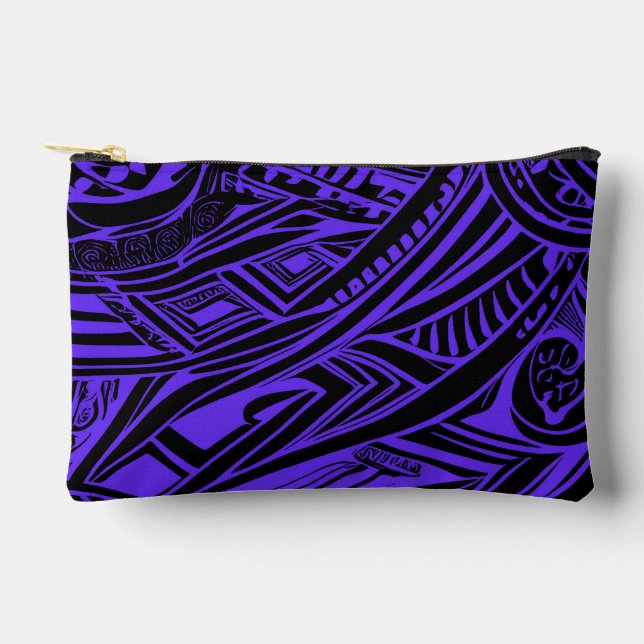 Pochette À Accessoires Abstrait Tribal Noir Et Violet (Recto)