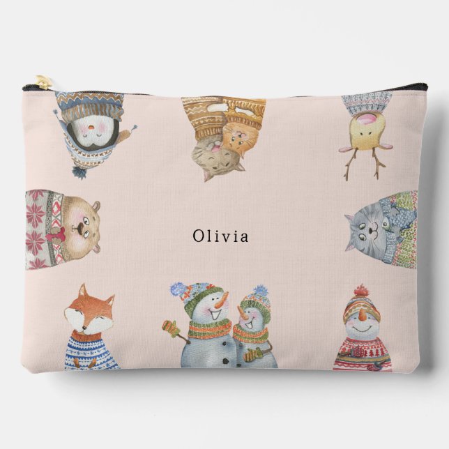 Pochette À Accessoires Accessory Bag - Cute Winter Animals. (Recto)