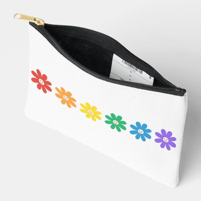 Pochette À Accessoires Adorable Fleurs arc-en-ciel joyeuses (Ouvrir)