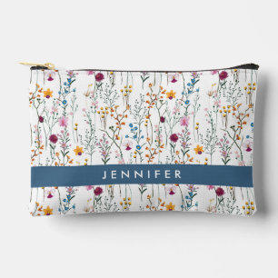Pochette À Accessoires Ajoutez votre nom   Motif Fleur sauvage d'été