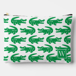 Pochette À Accessoires Alligator Prépa - Monogramme Vert & Blanc