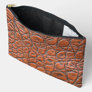 Pochette À Accessoires apparence fausse en cuir de crocodile