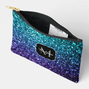 Pochette À Accessoires Aqua bleu ombre fausse parties scintillant scintil