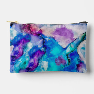 Pochette À Accessoires Aquarelle Abstraite Lilac Turquoise bleu